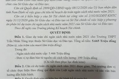 Công khai dự toán ngân sách NN năm 2021